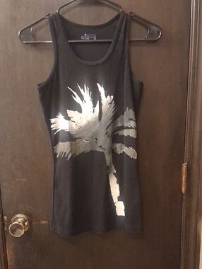 Columbia Black Ribbed Tank with Silver Logo and White Accent